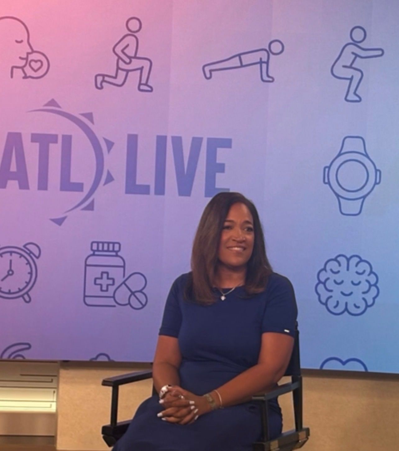 Leah Michelle smiling on the ATL Live interview set